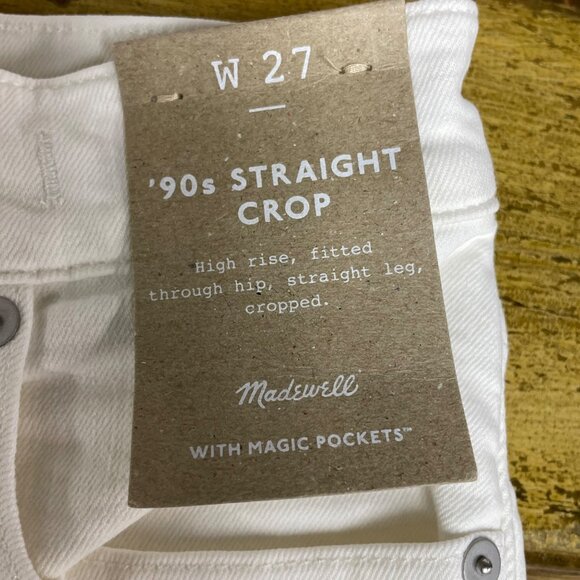 Madewell '90s Straight Crop Jean Tile White Sz 27 High Rise Raw Hem NQ179 - Picture 9 of 13